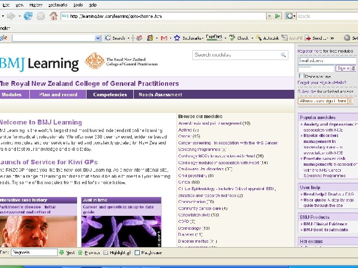 BMJ Learning and customised websites Learning channel - More ambitious - Not like starting