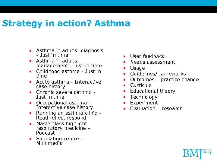Strategy in action? Asthma • Asthma in adults: diagnosis - Just in time •
