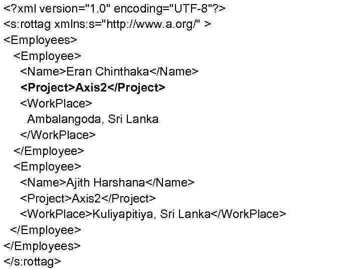 <? xml version="1. 0" encoding="UTF-8"? > <s: rottag xmlns: s="http: //www. a. org/" >