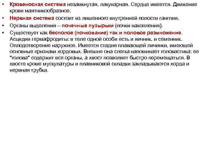  • • Кровеносная система незамкнутая, лакунарная. Сердце имеется. Движение крови маятникообразное. Нервная система