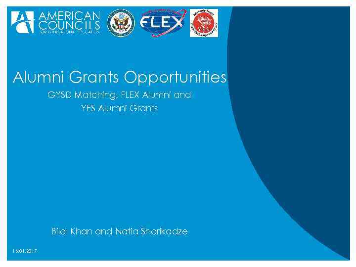 Alumni Grants Opportunities GYSD Matching, FLEX Alumni and YES Alumni Grants Bilal Khan and