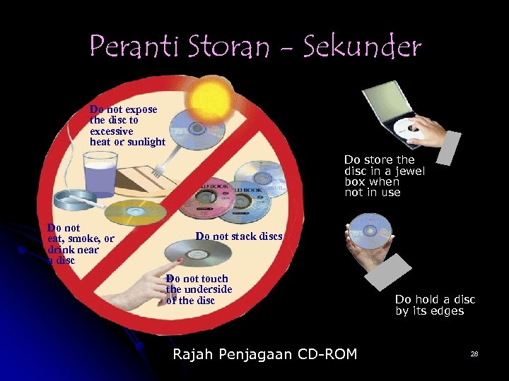 Peranti Storan - Sekunder Do not expose the disc to excessive heat or sunlight