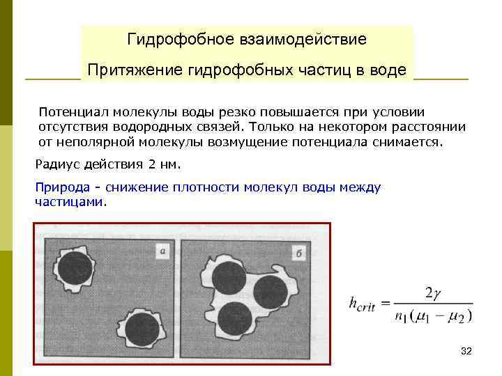 Характеристика гидрофобных связей