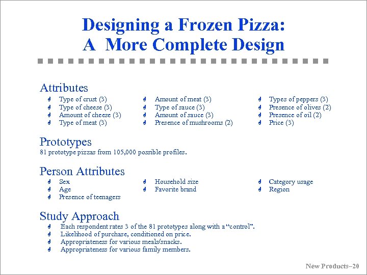 Designing a Frozen Pizza: A More Complete Design Attributes G G Type of crust