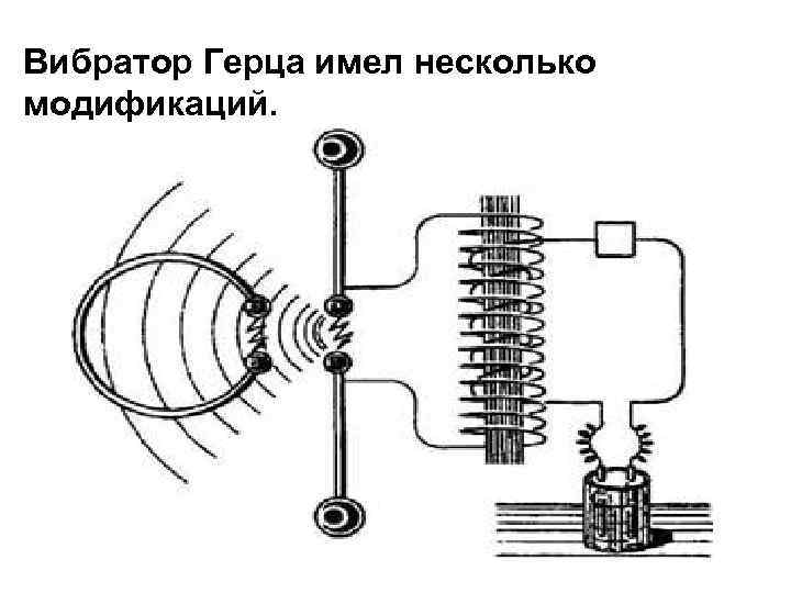 Вибратор Герца имел несколько модификаций. 