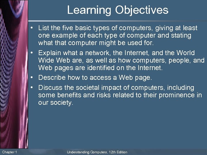 Learning Objectives • List the five basic types of computers, giving at least one