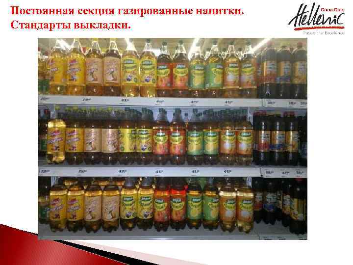 Постоянная секция газированные напитки. Стандарты выкладки. 