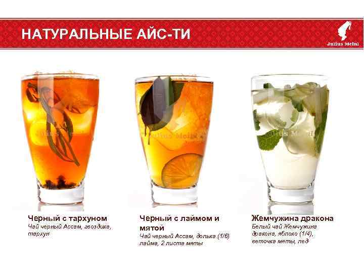 НАТУРАЛЬНЫЕ АЙС-ТИ Черный с тархуном Чай черный Ассам, гвоздика, тархун Черный с лаймом и