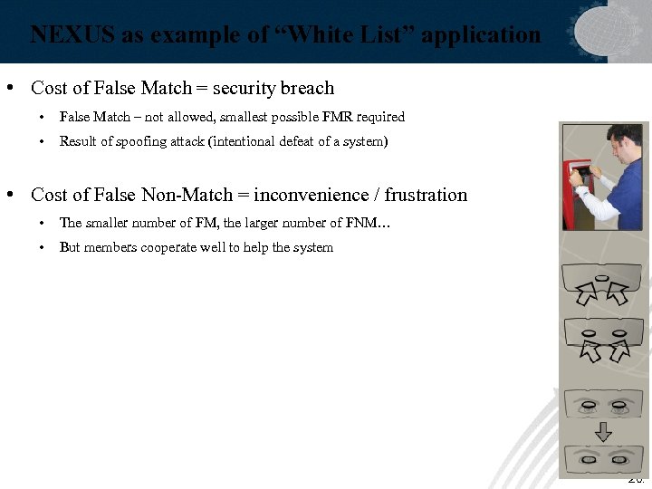 NEXUS as example of “White List” application • Cost of False Match = security