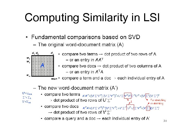 Computing Similarity in LSI 