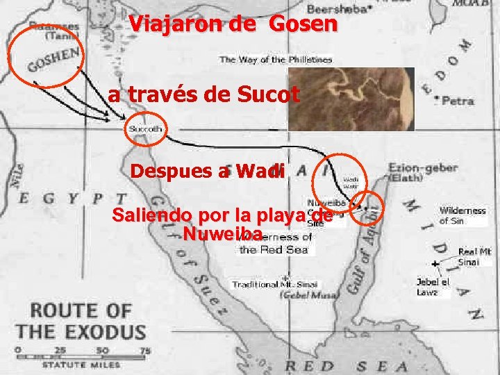 Viajaron de Gosen a través de Sucot Despues a Wadi Saliendo por la playa