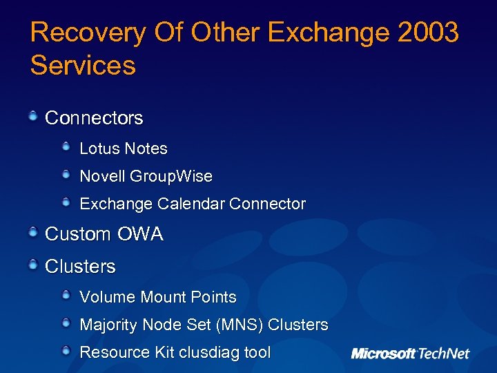 Recovery Of Other Exchange 2003 Services Connectors Lotus Notes Novell Group. Wise Exchange Calendar