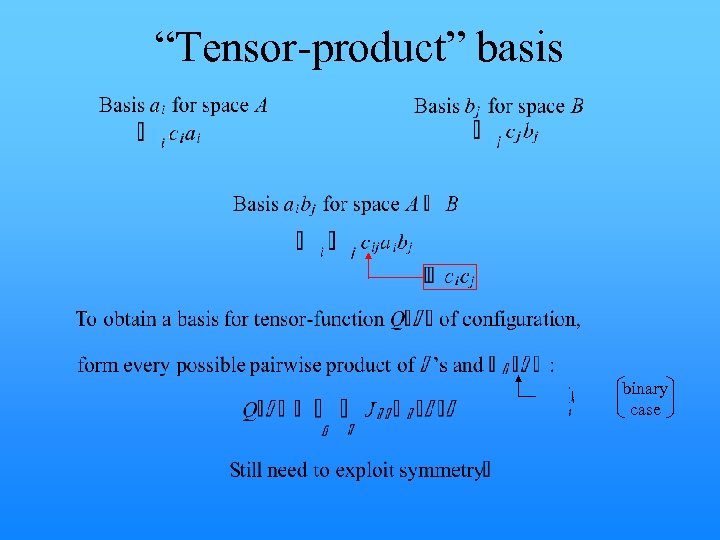 “Tensor-product” basis binary case 