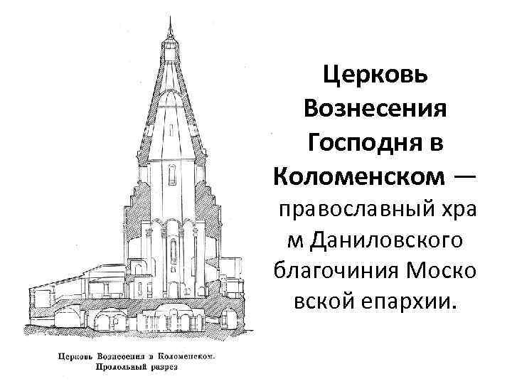 Церковь Вознесения Господня в Коломенском — православный хра м Даниловского благочиния Моско вской епархии.