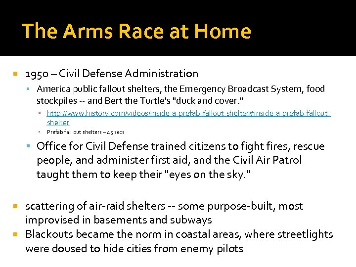 The Arms Race at Home 1950 – Civil Defense Administration America public fallout shelters,