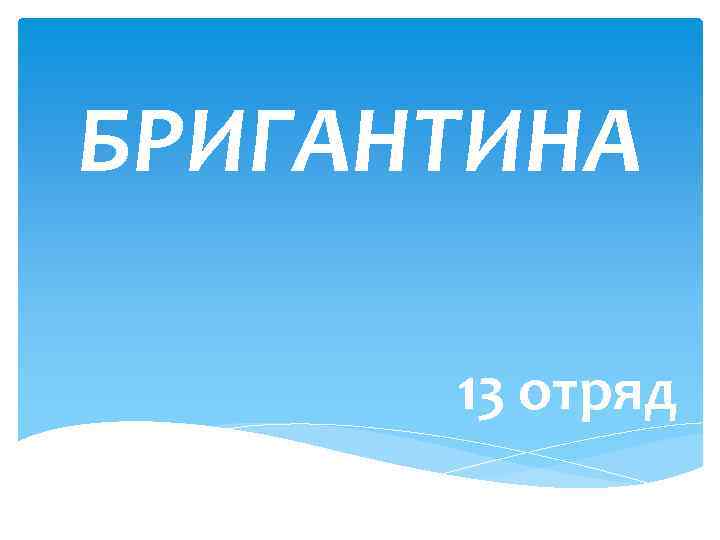 БРИГАНТИНА 13 отряд 