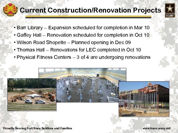 Current Construction/Renovation Projects • Barr Library – Expansion scheduled for completion in Mar 10