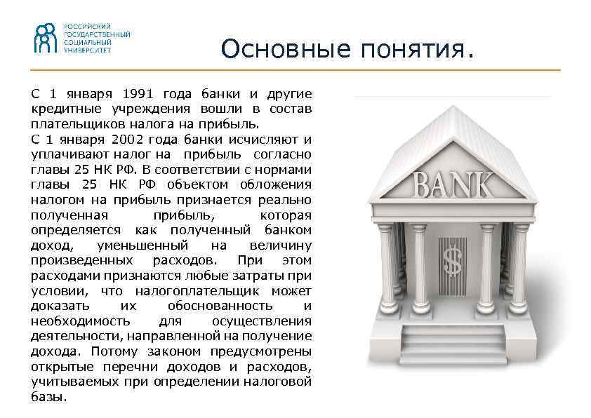 Основные понятия. С 1 января 1991 года банки и другие кредитные учреждения вошли в