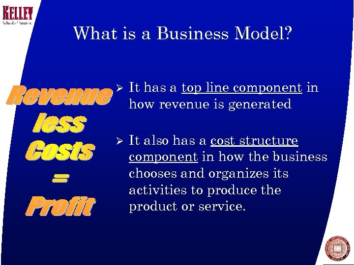 What is a Business Model? Ø It has a top line component in how