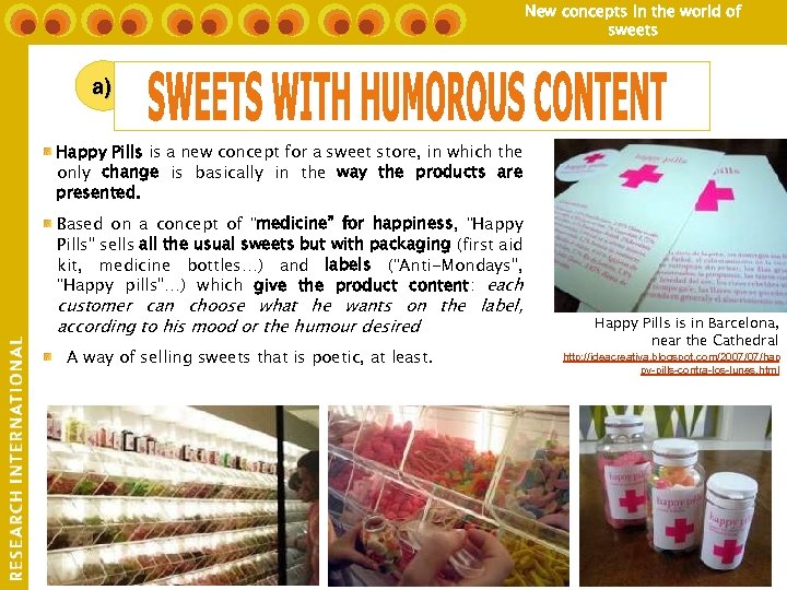 New concepts in the world of sweets a) Happy Pills is a new concept