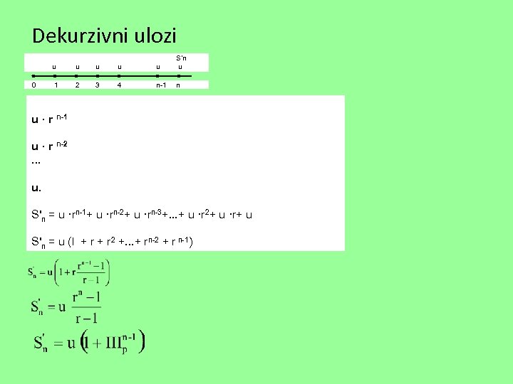 Dekurzivni ulozi u 0 u u S’n u 1 2 3 4 n-1 n