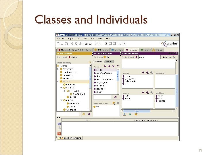 Classes and Individuals 13 