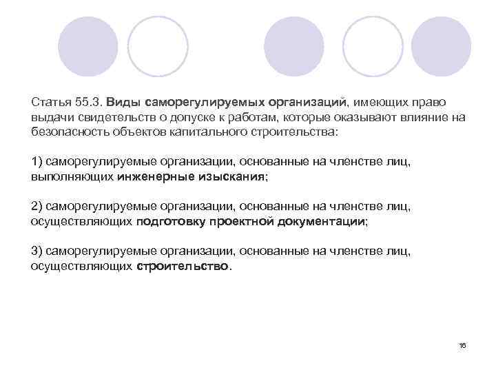 Статья 55. 3. Виды саморегулируемых организаций, имеющих право выдачи свидетельств о допуске к работам,