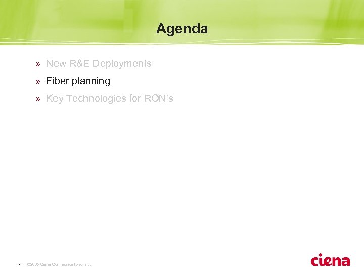 Agenda » New R&E Deployments » Fiber planning » Key Technologies for RON’s 7