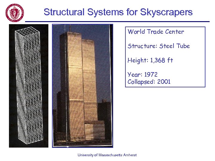 Structural Systems for Skyscrapers World Trade Center Structure: Steel Tube Height: 1, 368 ft