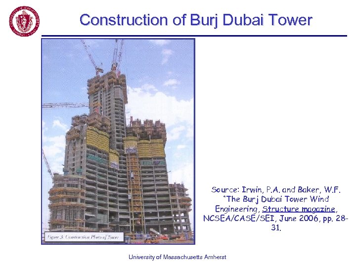 Construction of Burj Dubai Tower Source: Irwin, P. A. and Baker, W. F. “The