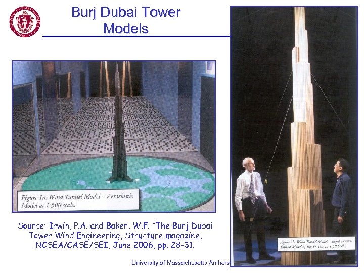 Burj Dubai Tower Models Source: Irwin, P. A. and Baker, W. F. “The Burj