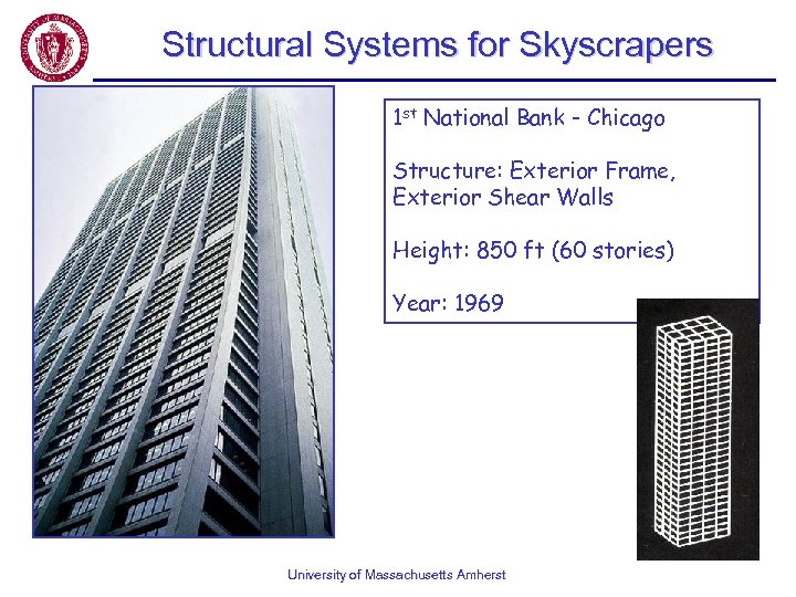 Structural Systems for Skyscrapers 1 st National Bank - Chicago Structure: Exterior Frame, Exterior