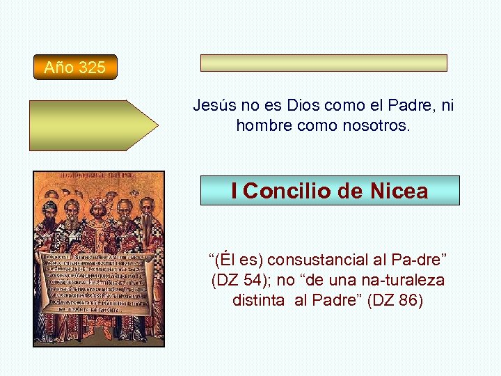 Año 325 Jesús no es Dios como el Padre, ni hombre como nosotros. I