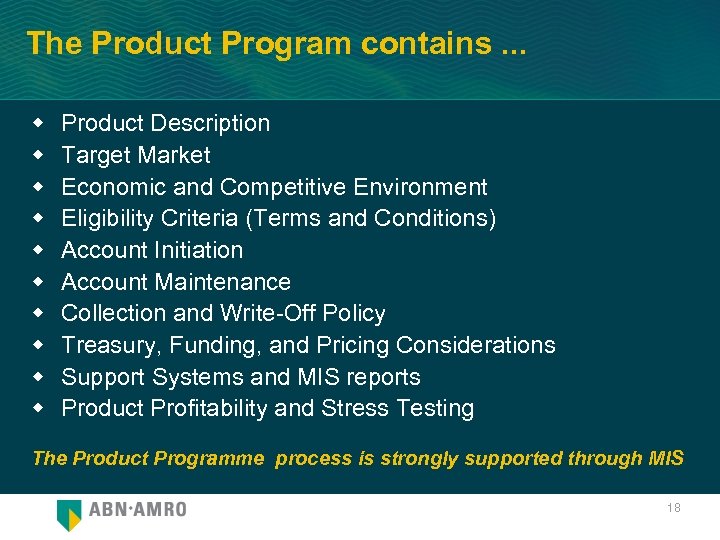 The Product Program contains. . . w w w w w Product Description Target
