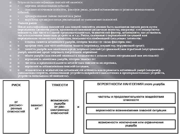  Результатом идентификации опасностей являются: • перечень нежелательных событий; • описание источников опасности, факторов