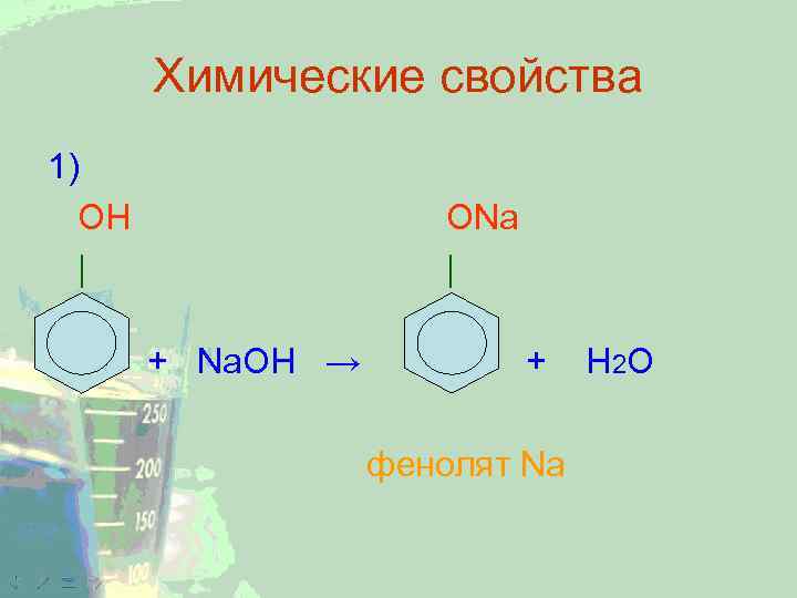 Химические свойства 1) ОН | ОNa | + Na. OH → + фенолят Na