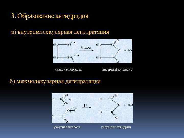 Дегидратация продуктов. Уксусная кислота внутримолекулярная дегидратация. Внутримолекулярная дегидратация. Дегидратация карбоновых кислот реакция.