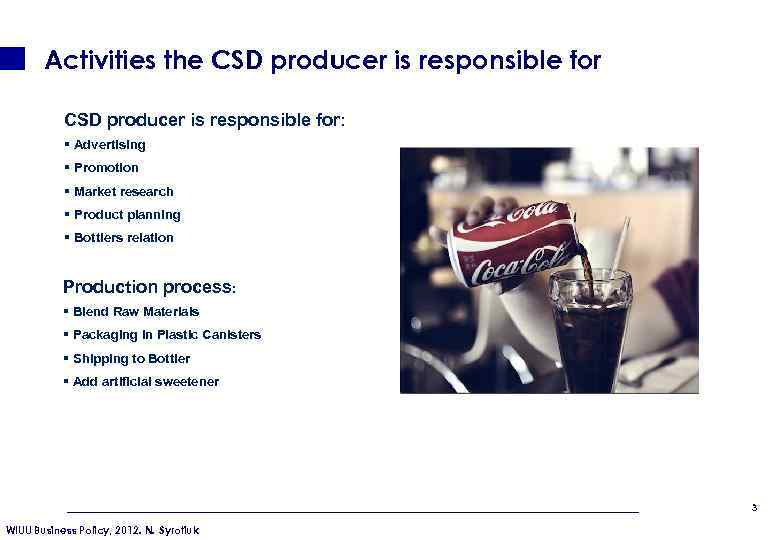 Activities the CSD producer is responsible for: § Advertising § Promotion § Market research