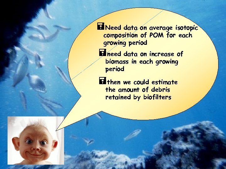 =Need data on average isotopic composition of POM for each growing period =need data