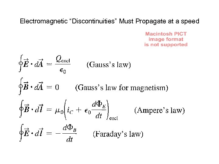 Electromagnetic “Discontinuities” Must Propagate at a speed 