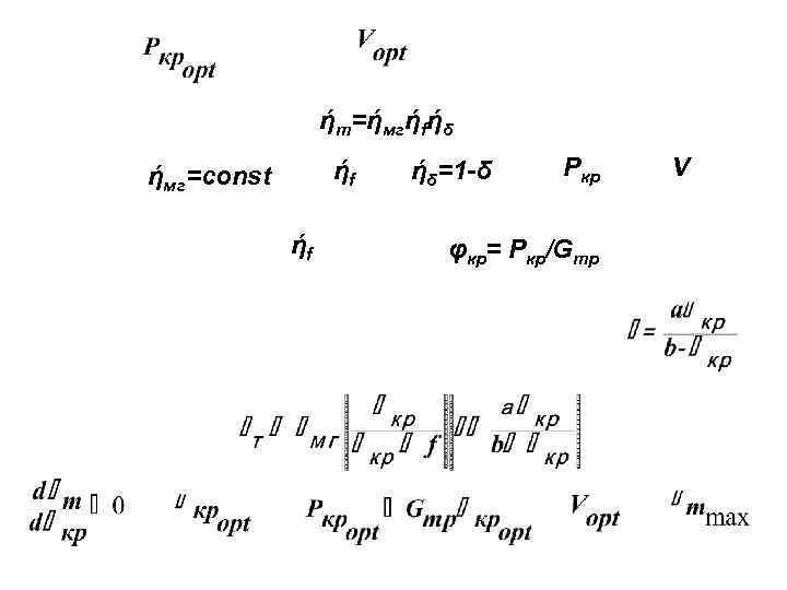 ήт=ήмгήfήδ ήf ήмг=const ήf ήδ=1 -δ Ркр φкр= Ркр/Gтр V 