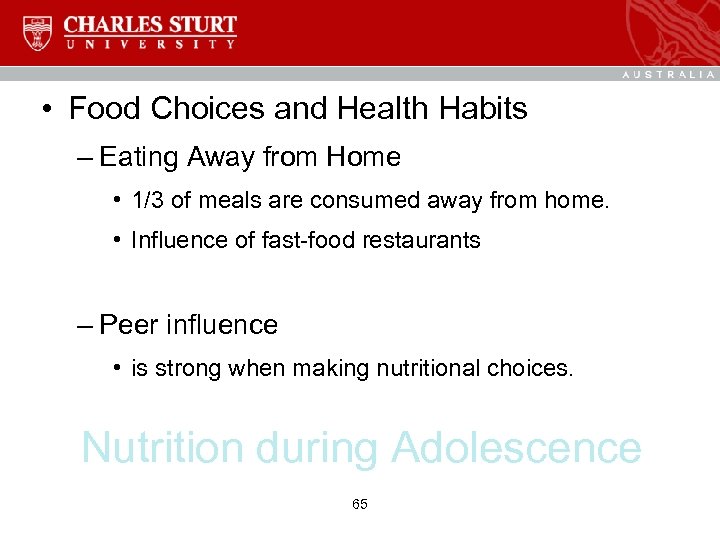  • Food Choices and Health Habits – Eating Away from Home • 1/3