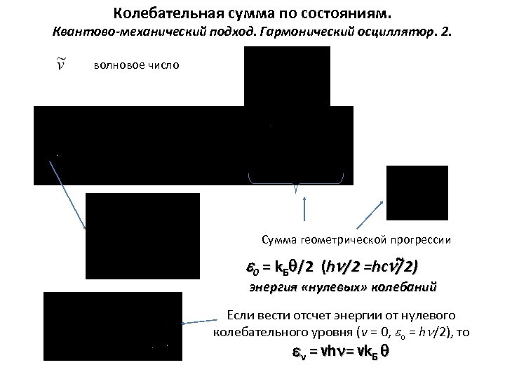 Колебательная сумма по состояниям. Квантово-механический подход. Гармонический осциллятор. 2. волновое число Сумма геометрической прогрессии