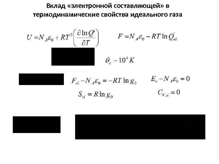 Вклад «электронной составляющей» в термодинамические свойства идеального газа 