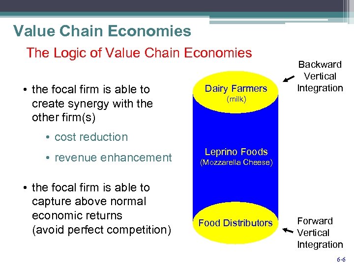 Value Chain Economies The Logic of Value Chain Economies • the focal firm is