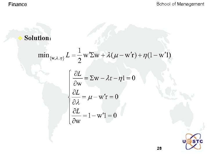 Finance v School of Management Solution： 28 