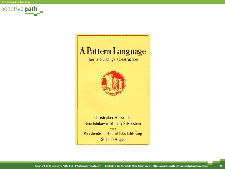 Copyright 2001 Adaptive Path, LLC · info@adaptivepath. com · Designing the Complete User Experience