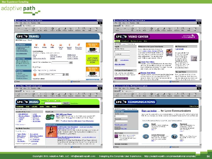 Copyright 2001 Adaptive Path, LLC · info@adaptivepath. com · Designing the Complete User Experience