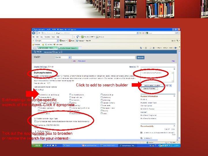 Click to add to search builder Subheadings describe specific aspects of the subject. Click