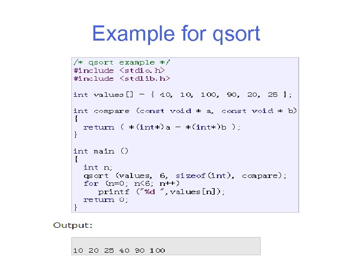 Example for qsort 